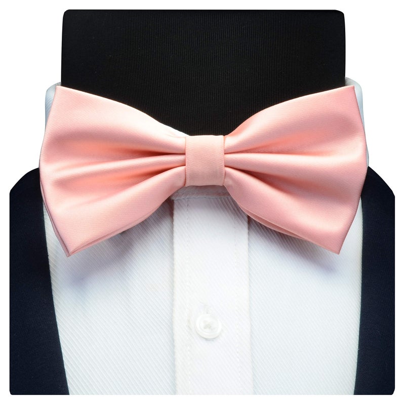 GUSLESON Mens Rose Gold Bow Tie Solid Wedding Pre-tied Bowtie and Pocket Square Cufflink Set (0570-24) - Image 3
